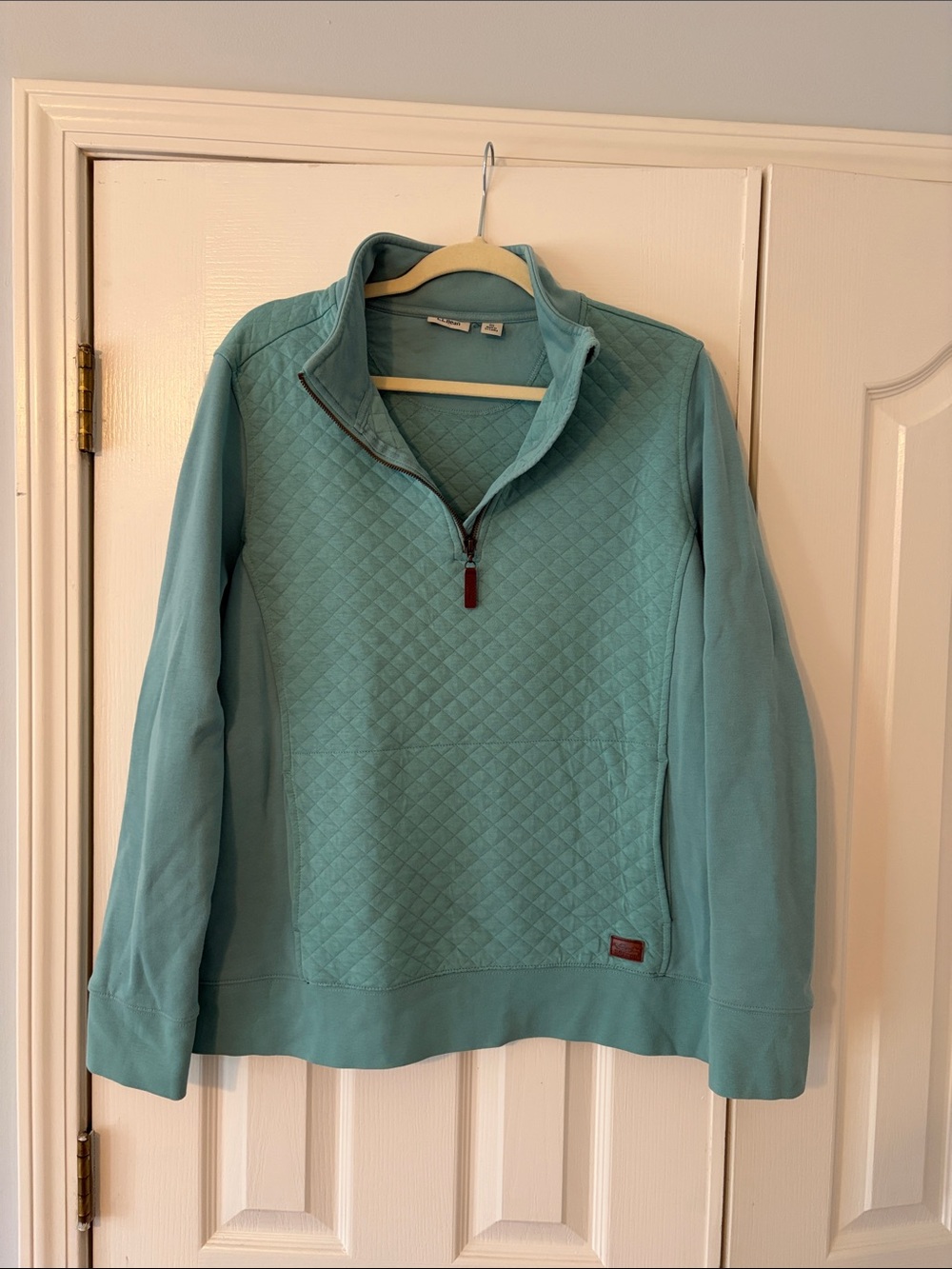 L.L. Bean Women's Quilted Quarter-Zip Pullover Green Women's Size XL